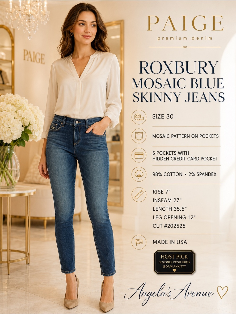 Paige Premium DenimRoxbury Mosaic Blue SkinnyJean 🎉HOST PICK🎉 NEW